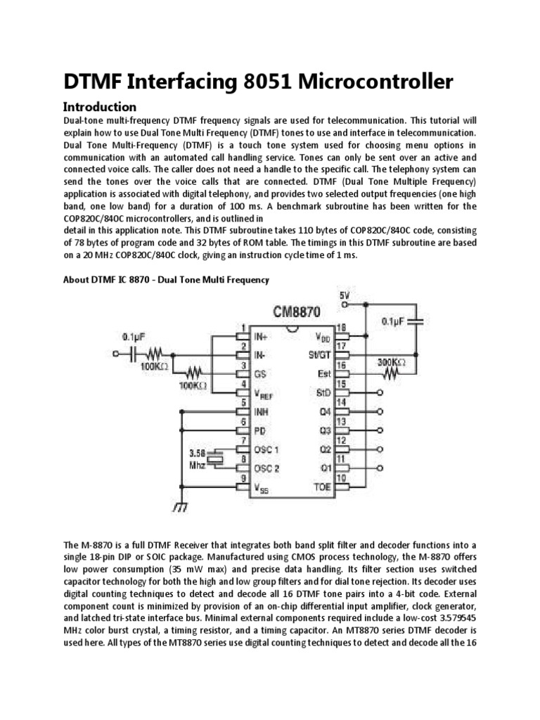 DTMF Interfacing with 8051 Microcontroller | PDF | Radio Frequency ...