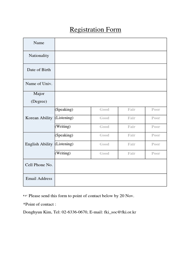 Language Proficiency Registration Form | PDF