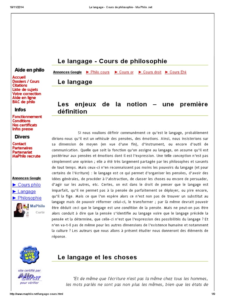 Le langage philosophie dissertation es image