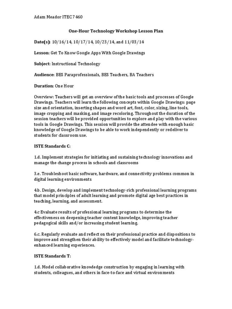 OneHour Technology Lesson Plan PDF Lesson Plan