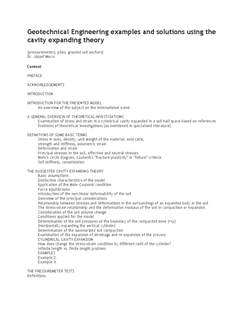 Cavity Expansion in Geotechnical Engineering | PDF | Geotechnical ...