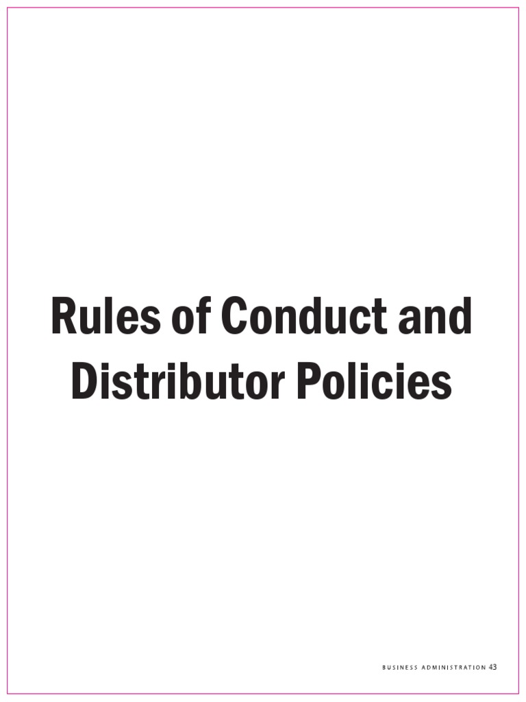 Rules of Conduct and Distributor Policies PDF Marriage Advertising