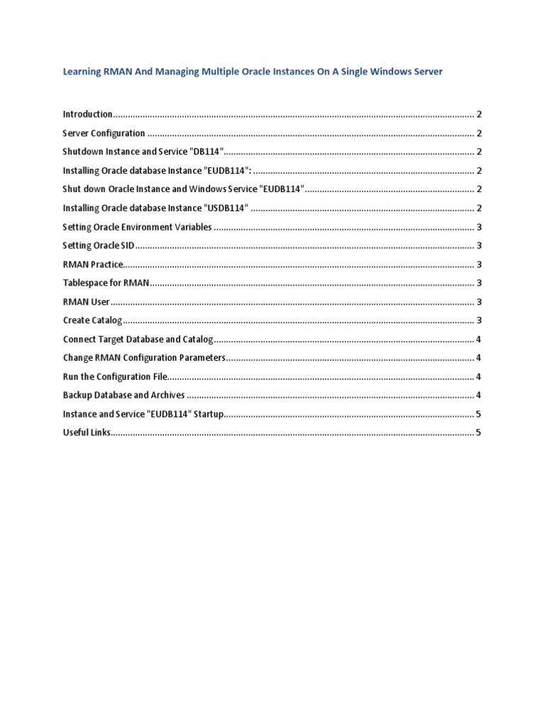 Managing RMAN on Windows Oracle Instances | PDF | Oracle Database | Backup