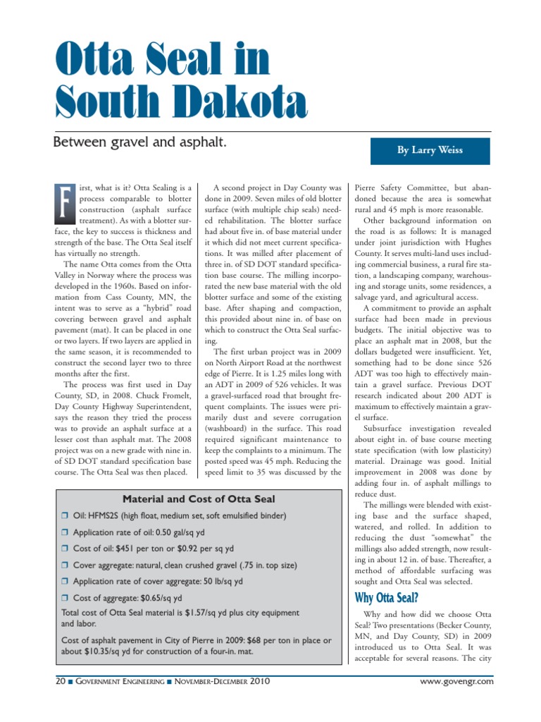 Otta Seal PDF PDF Road Surface Road