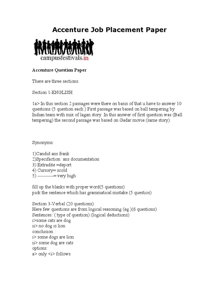 Accenture Job Placement Paper | PDF | Question | Cognition