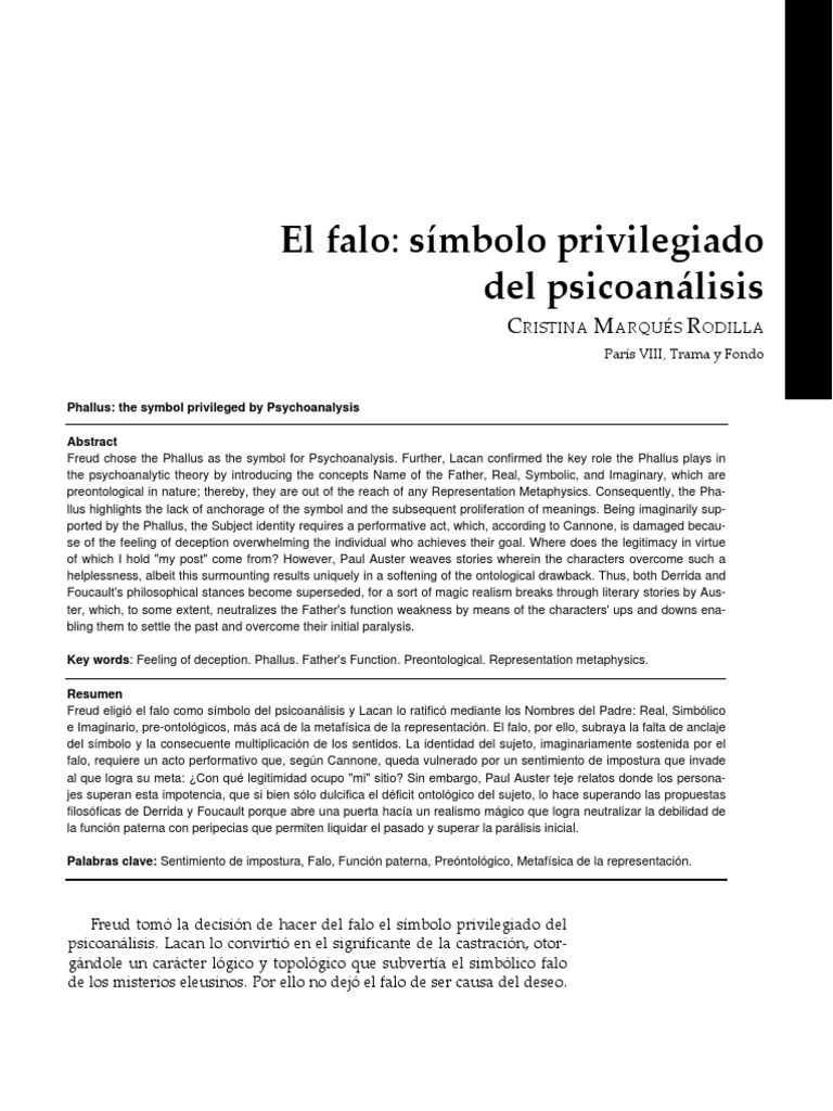 Falo El Simbolo Privilegiado Del Psicoanalisis | PDF