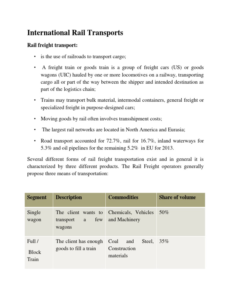 International Rail Freight Overview | PDF | Rail Freight Transport ...