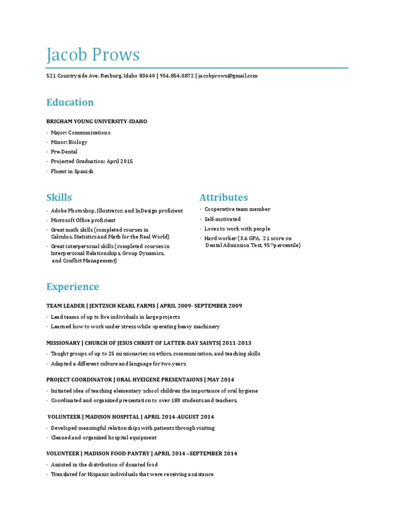Jacob Prows Resume Complete | PDF