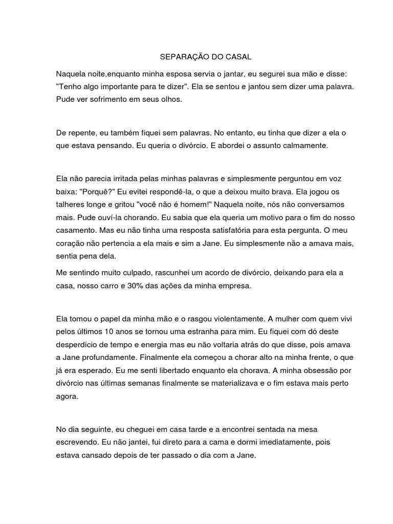 Reflexões sobre Separação e Amor | PDF | Divórcio | Tempo