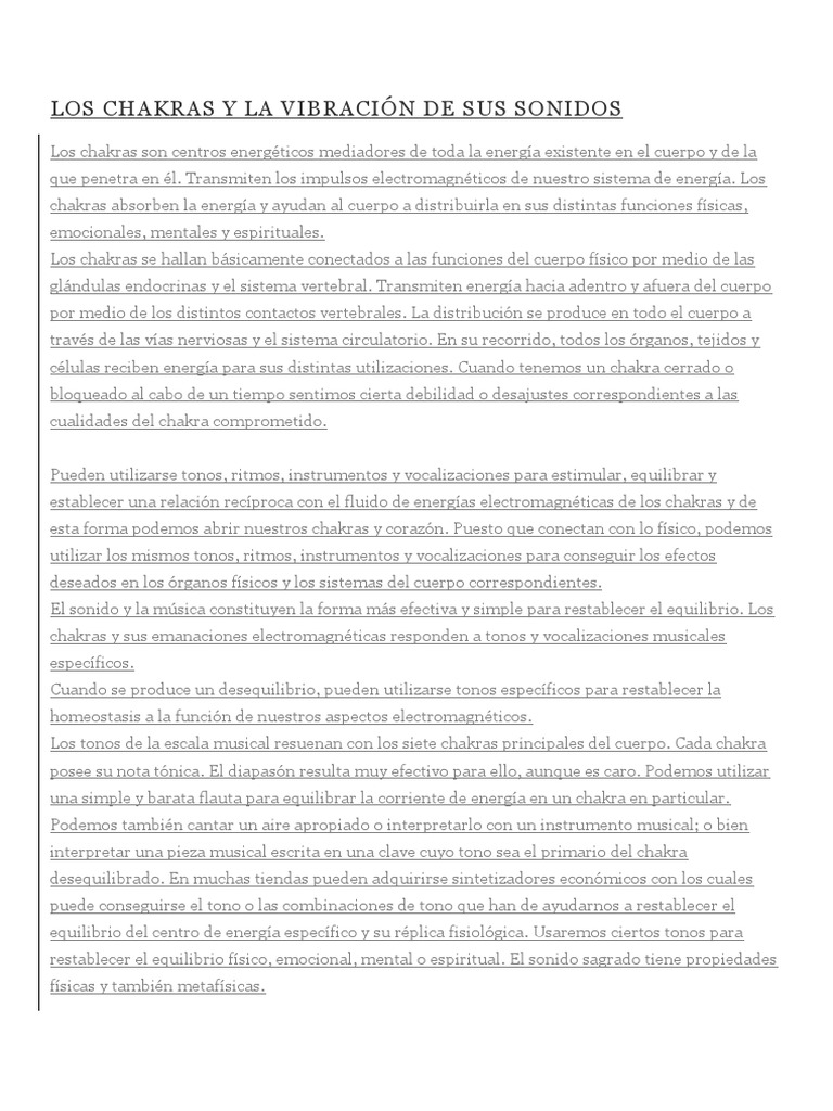 Los Chakras y La Vibración de Sus Sonidos | PDF | Chakra | Sonido