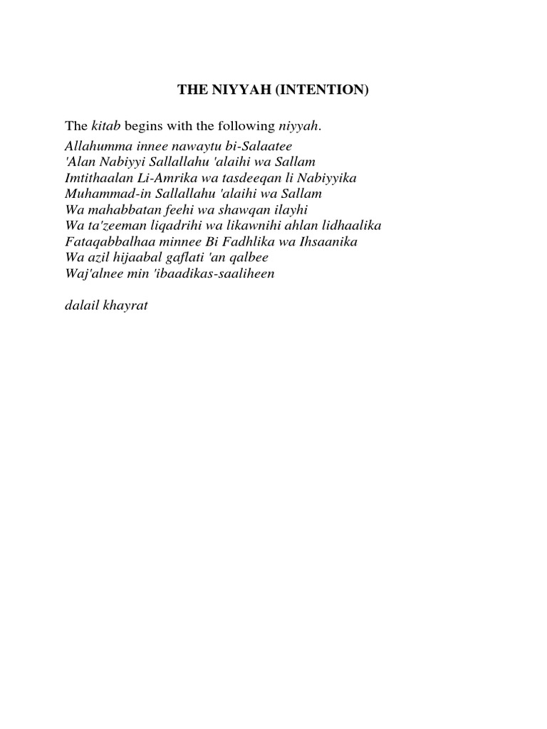 Niyyah for Salah: A Guide | PDF