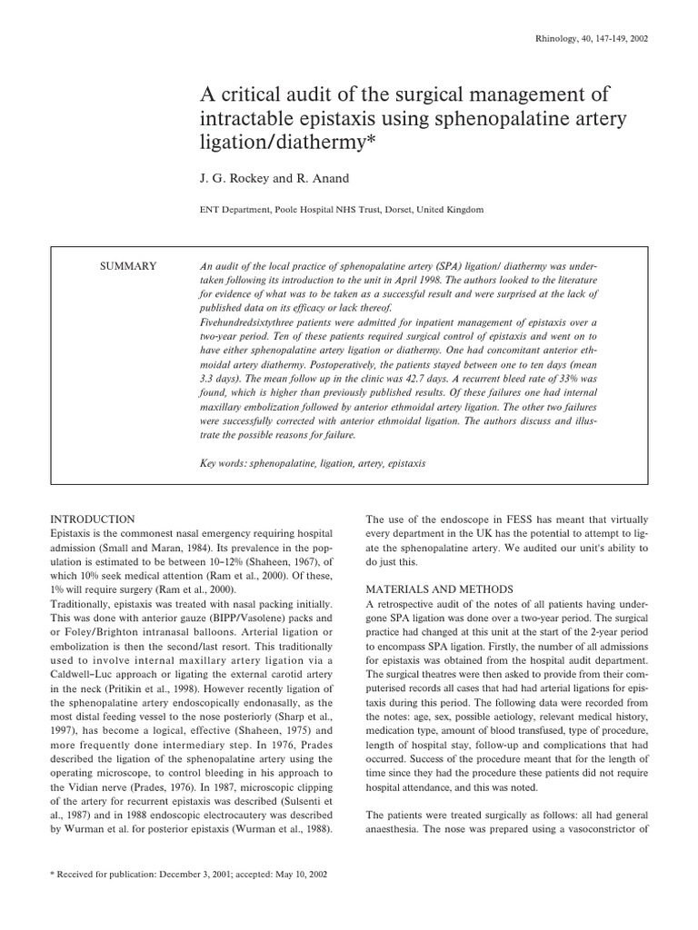epistaxis audit.pdf | Surgery | Clinical Medicine