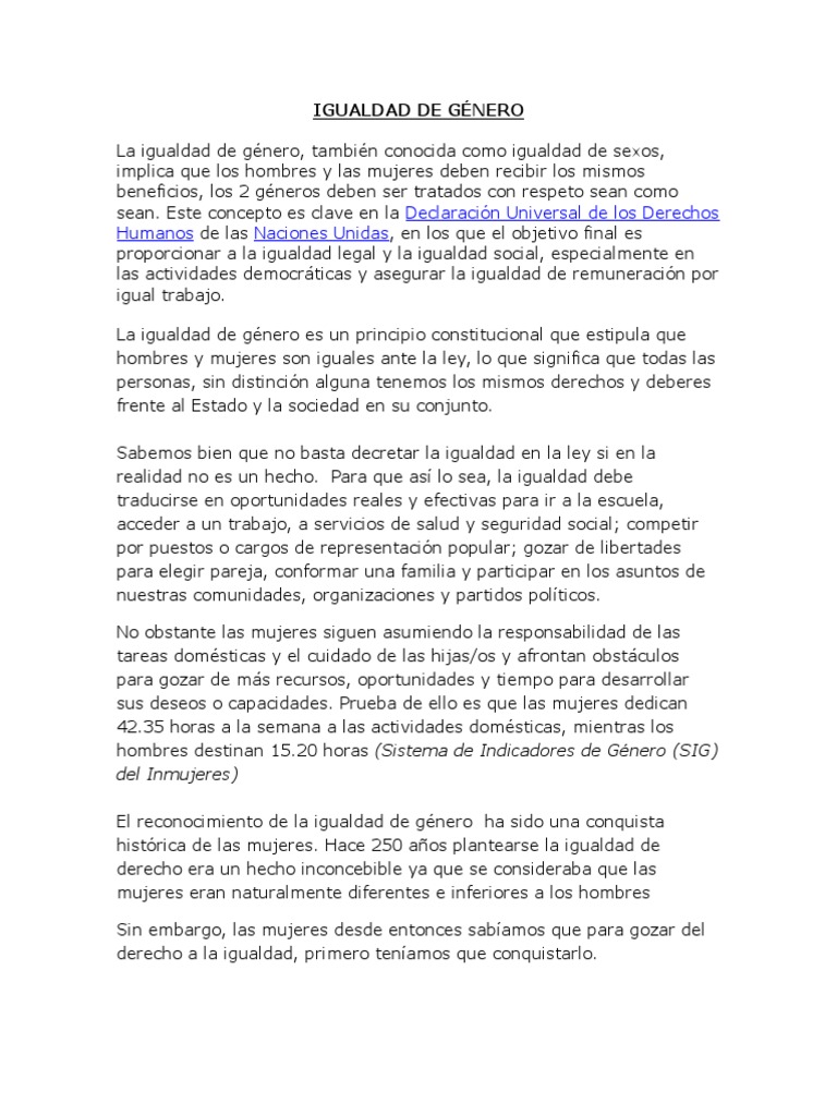 Igualdad de Género: Derechos y Oportunidades | PDF