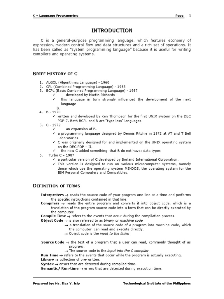 C Language Programming Overview | PDF | Subroutine | Control Flow