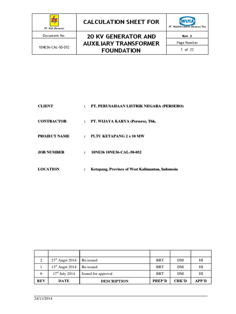 Calculation Sheet of Transformer | PDF