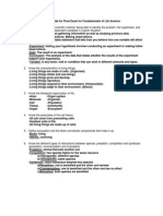 study guide for final exam for fundamentals of life science