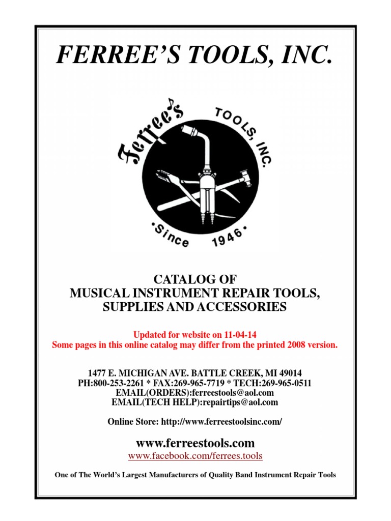 Ferree's Musical Repair Tools Catalog | PDF | Brass Instruments | Trombone