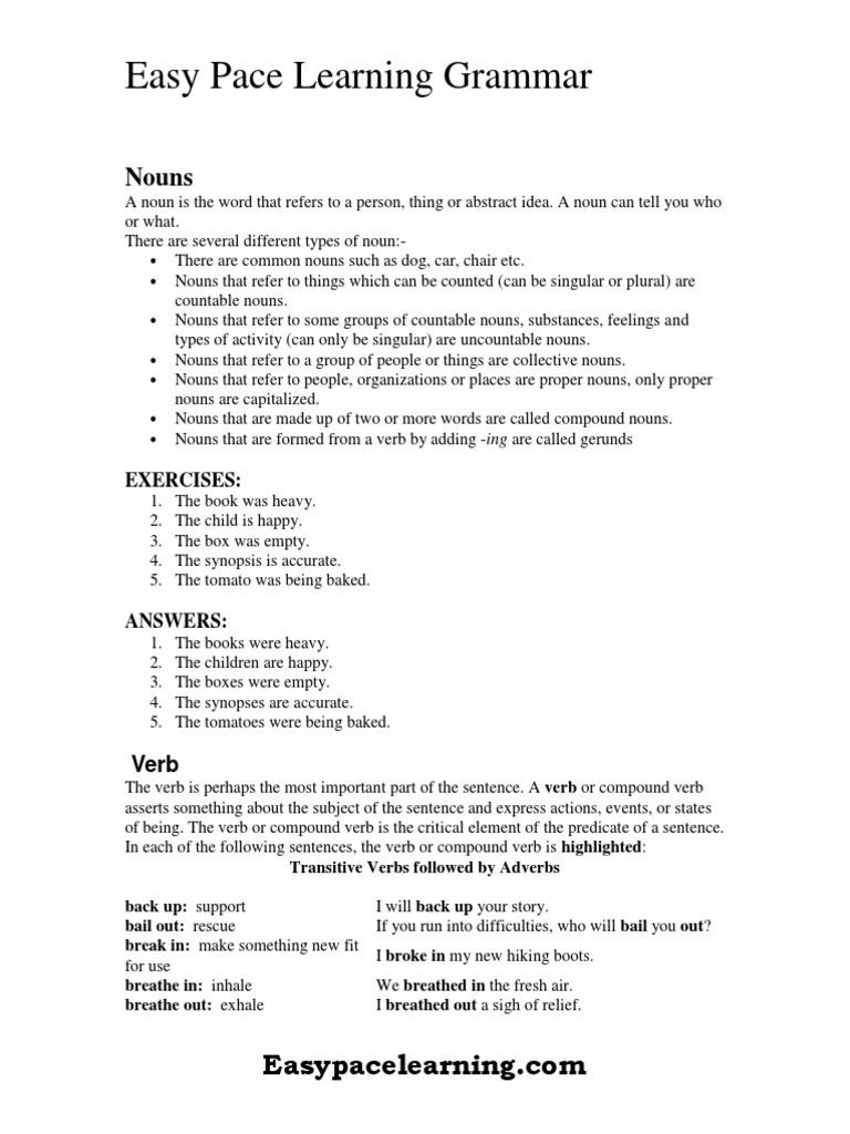 Essential English Grammar Guide | PDF | Language Arts & Discipline ...
