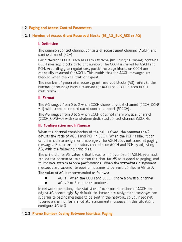 Access Control Parameters in GSM Networks | PDF