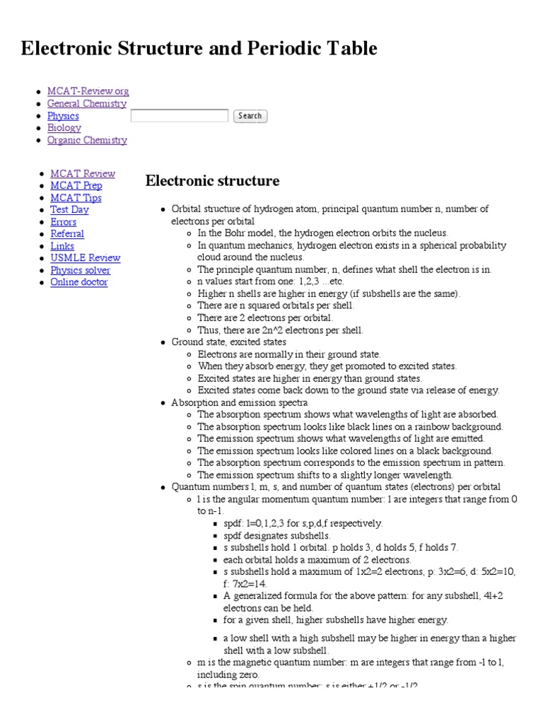 Mcat Review Gchem Notes Full Gases Chemical Bond - 