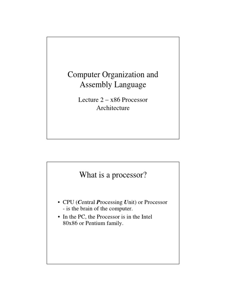 Computer Organization and Assembly Language: Lecture 2 - x86 Processor ...