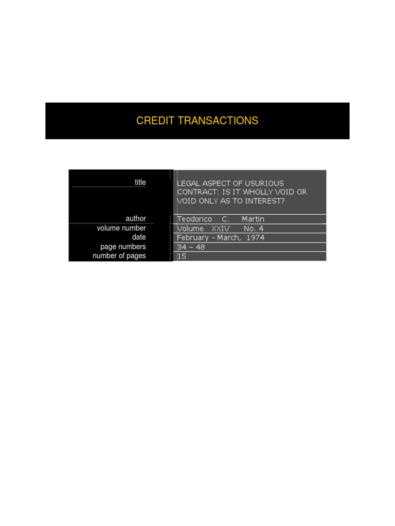 Credit Transactions Overview | PDF