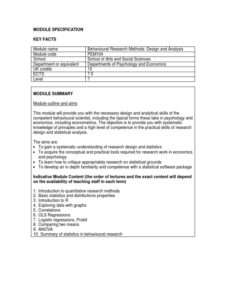 Behavioral Research Methods Module | PDF | Educational Assessment | Lecture
