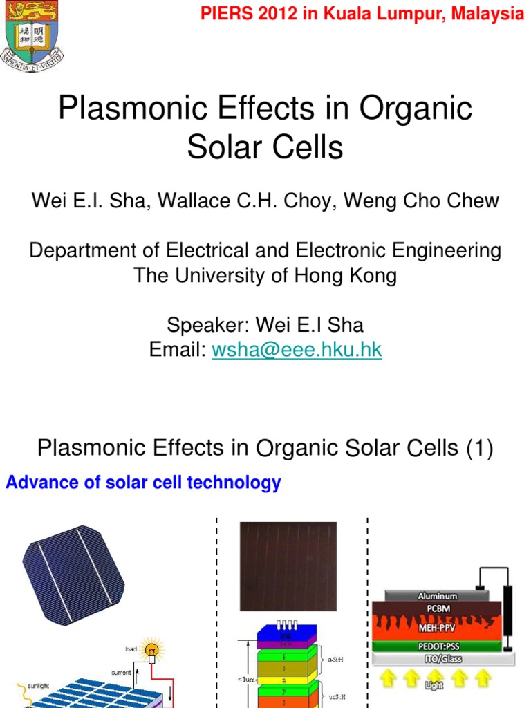 Plasmonic Enhancements in Organic Solar Cells | PDF | Solar Cell | Thin ...
