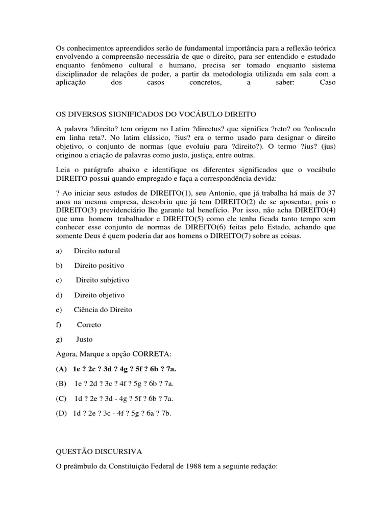 Caso Concreto Aula 1 Introdução Ao Estudo Do Direito