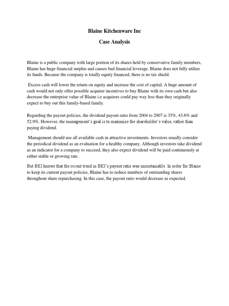 Blaine Kitchenware Inc Case Summary | PDF