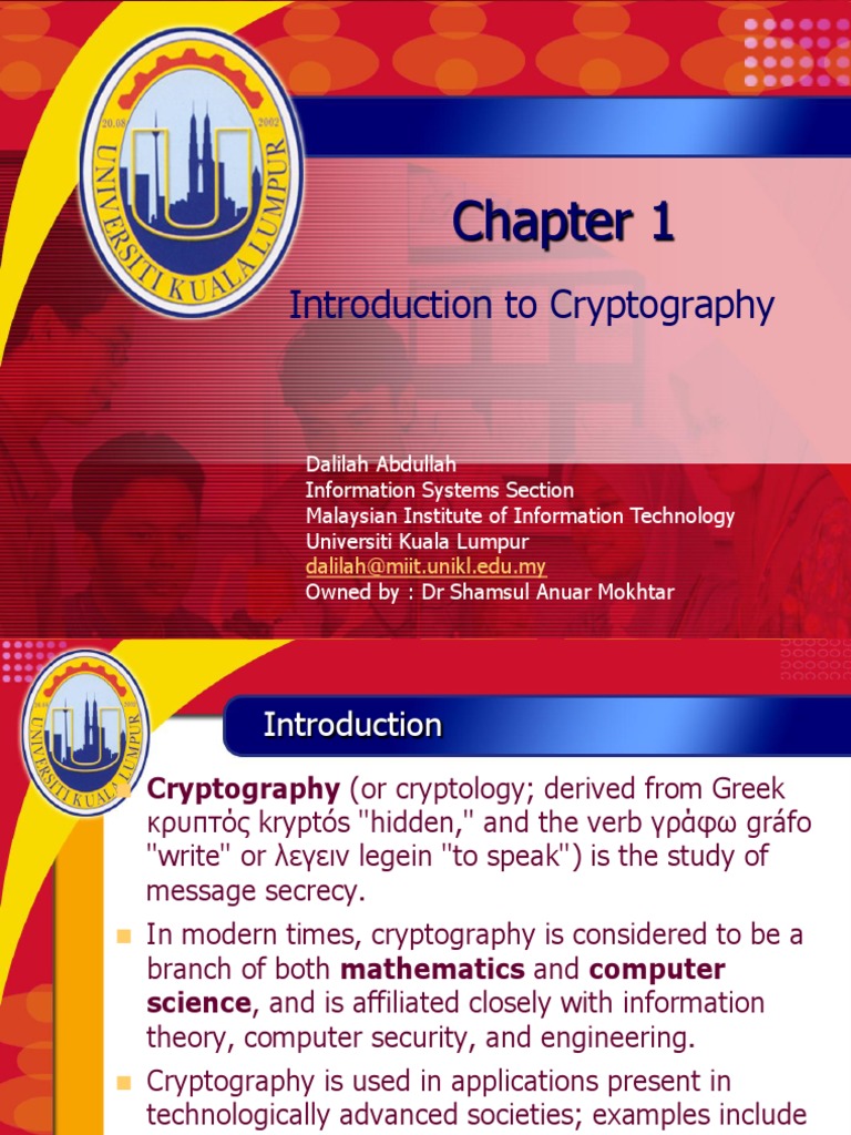 Chapter 1 Introduction to Cryptography | Cryptography | Cipher