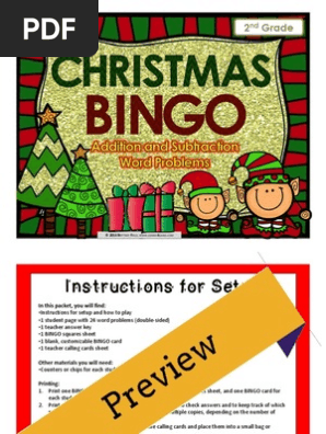 bingo - christmas addition and subtraction 2nd preview