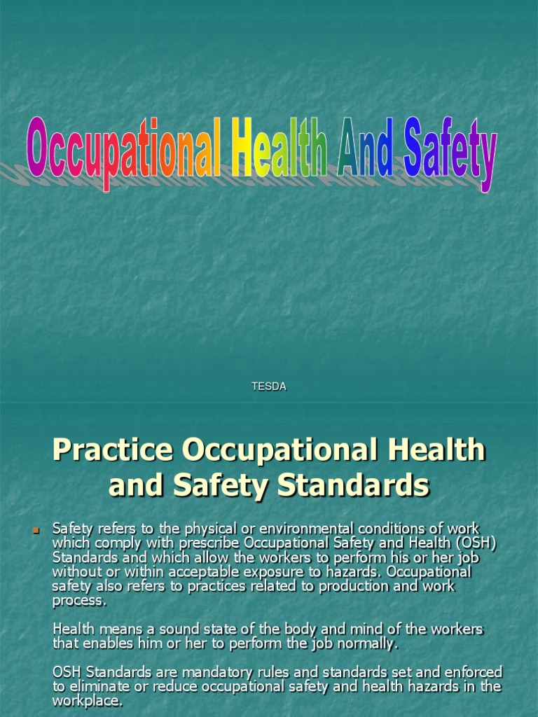 No.3 Presentatation For Occupational Health and Safety Procedures PDF