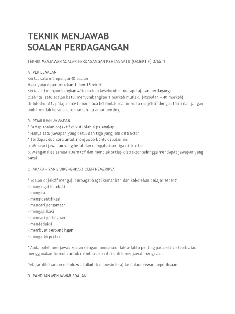 Teknik Menjawab Soalan Pdf