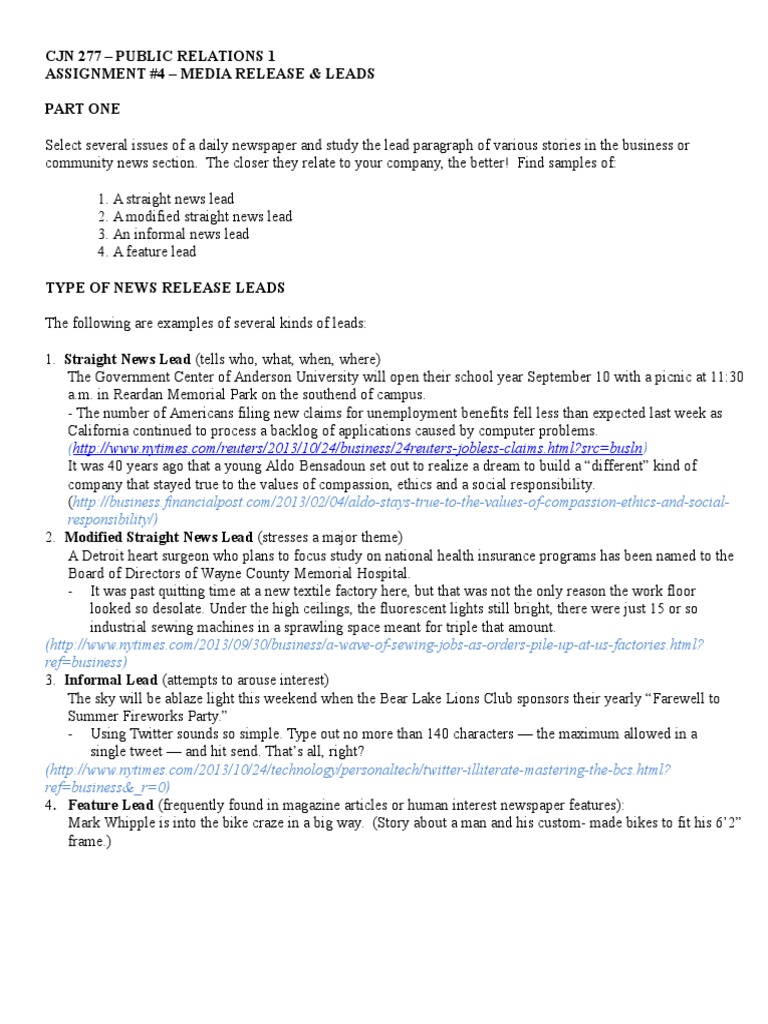 Assignment 4 - Media Release | PDF | Fashion | Business
