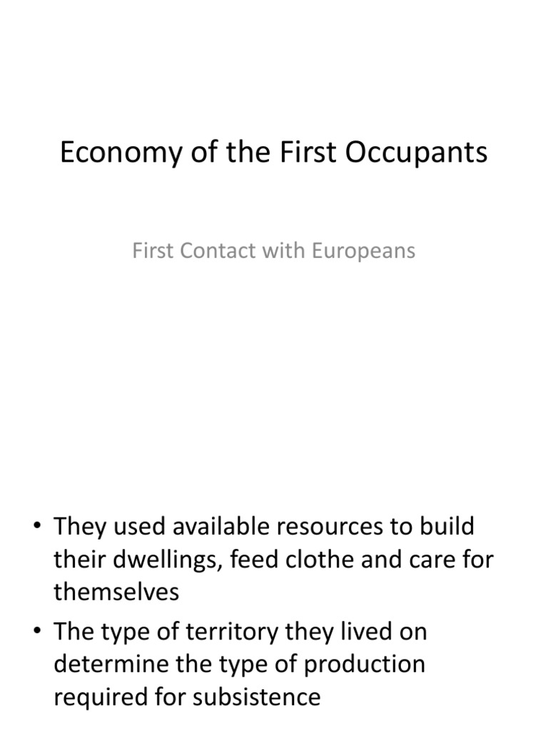 First Occupants' Economic Systems | PDF | Inuit | Algonquian Peoples