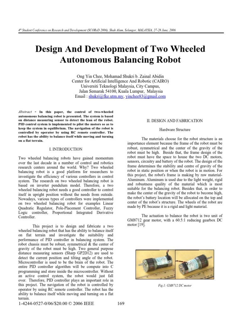 Design and Development of Two Wheeled | PDF | Analog To Digital ...