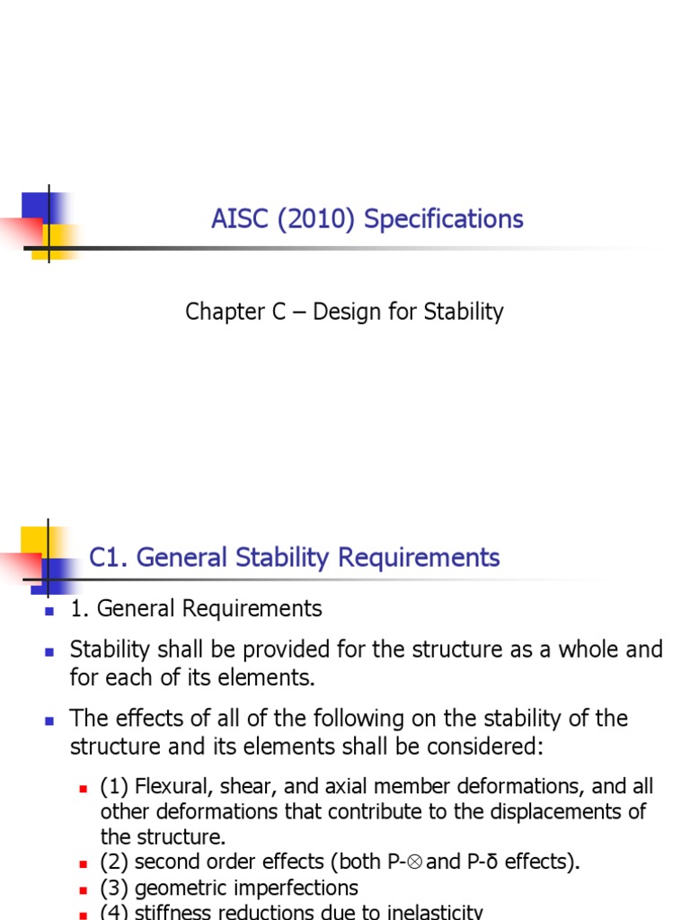 Aisc 2010 Specifications Chapter C Structural Load Strength Of