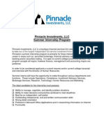 Pinnacle Investments Internship Requirements