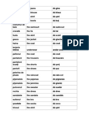 Vocabular Limba Engleza | PDF