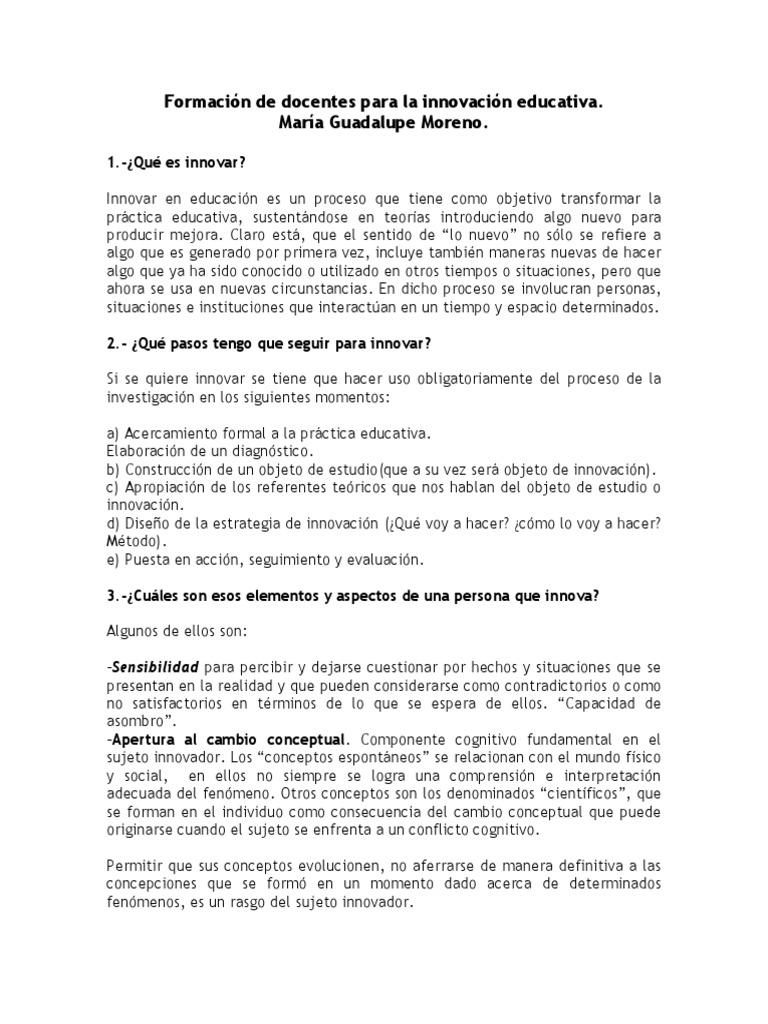 Innovación educativa en la formación docente | PDF | Relaciones ...