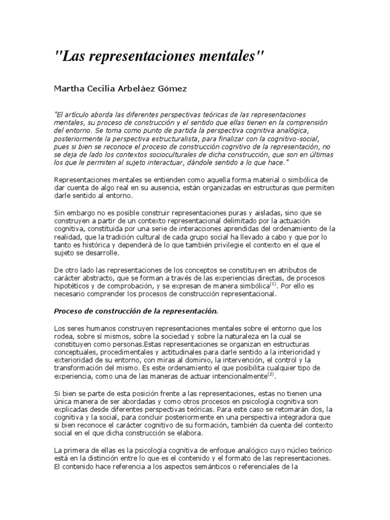 Diversas representaciones mentales | PDF | Realidad | Sociedad