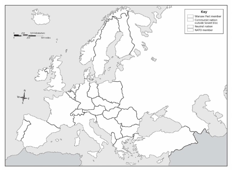 Outline Map of Cold War Europe