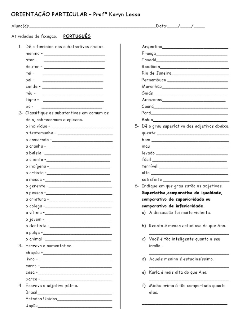 Ativ. Subst Comum de Dois Sobrecomum e Epiceno | PDF