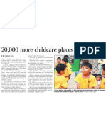 20,000 More Childcare Places by 2013, 19 Nov 2009, Straits Times