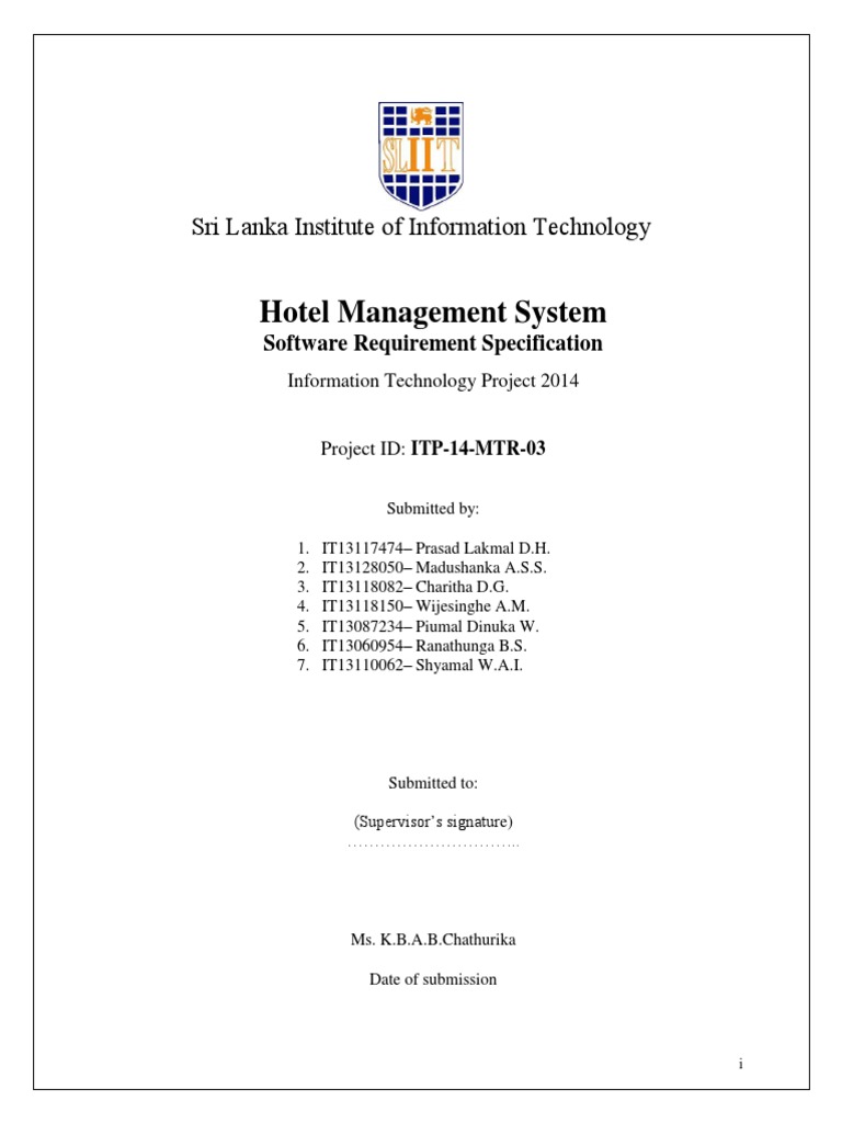 Hotel Management System SRS Document | PDF | Use Case | Databases