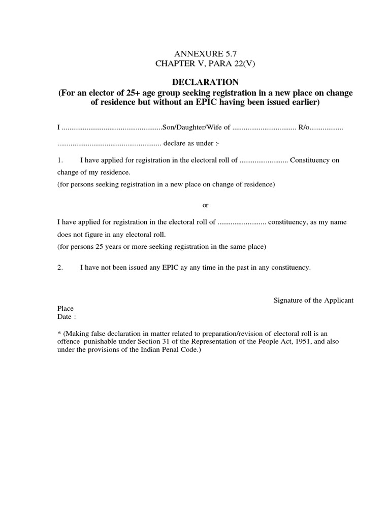 Declaration for Electoral Registration | PDF | Law