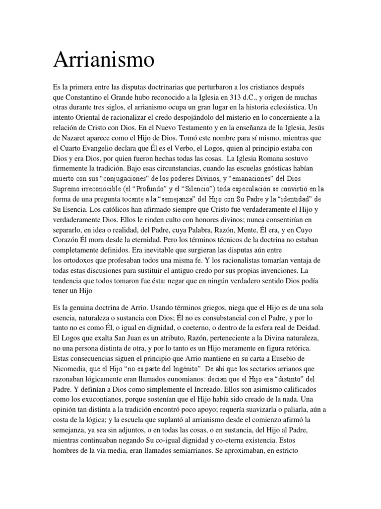 Arrianismo: Doctrina y Controversias | PDF | arrianismo | Iglesia Católica
