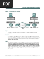 Lab 3.7.3 Configuring PPP Callback: Objective