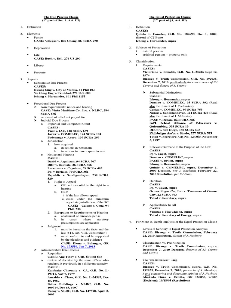 Due Process and Equal Protection Overview | PDF | Due Process Clause ...